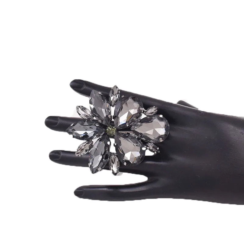 Oversized Rhinestone Cocktail Ring | Adjustable