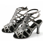 Rhinestone Cage Latin Dance Sandals | Cuban & Pointed Heel | 6–10cm