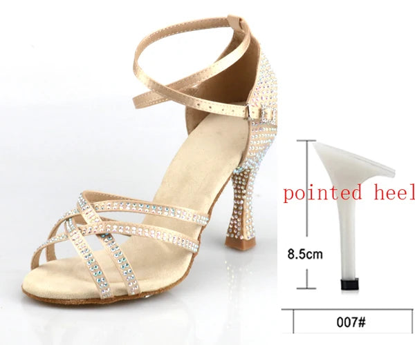 Latin Dance Heels | Rhinestone Sandal | Multi-Heel