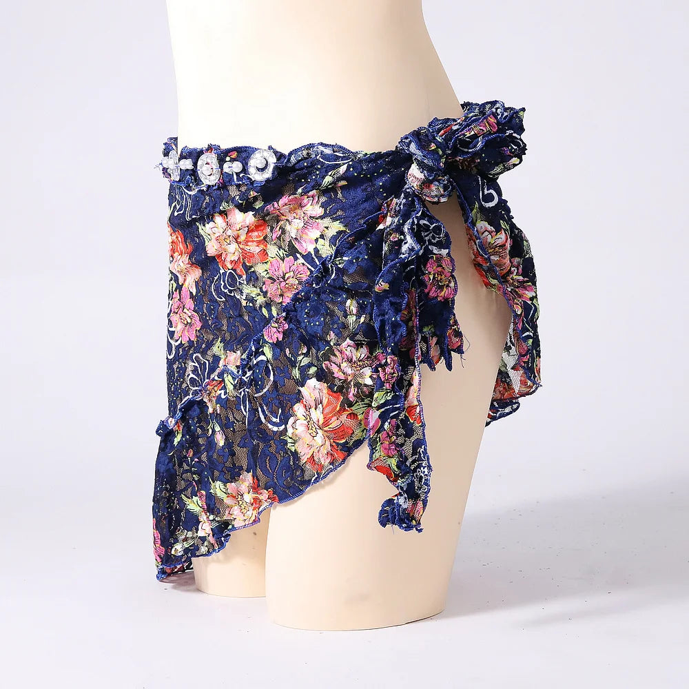 Floral Lace Hip Scarf | Rhinestone Belly Dance Wrap