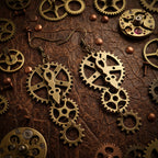 Steampunk Gear Earrings | Antique Bronze | Clockwork Drop