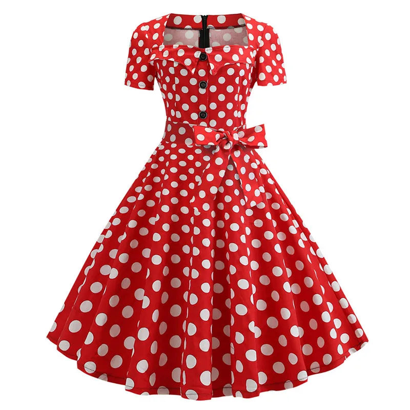 Vintage 50s A-Line Dress | Square Neck | Short Sleeve