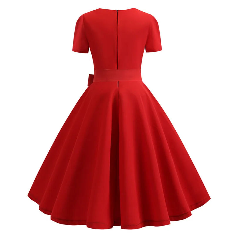 Vintage 50s A-Line Dress | Square Neck | Short Sleeve