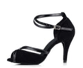 Flock & Satin Latin Dance Heels | Ankle Strap | 5–8.5cm
