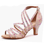 Women's Rhinestone Latin Dance Shoes | Stiletto Heel | Satin