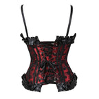 Floral Lace-Up Overbust Corset | Burlesque Set | Red & Champagne