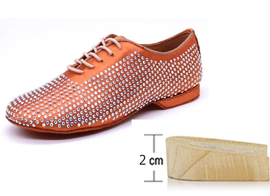 Men's Rhinestone Latin Dance Shoes | Satin | Low Heel