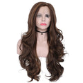 26" Brown Mixed Color Long Wavy Lace Front Wig – Natural Hairline