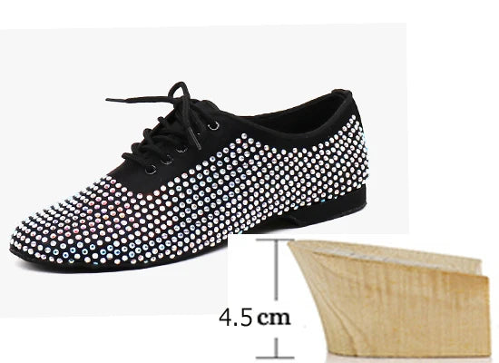 Men's Rhinestone Latin Dance Shoes | Satin | Low Heel