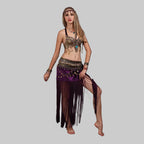 Tribal Belly Dance Costume Set - Coin Bra & Hip Scarf with Masquerade Emblem