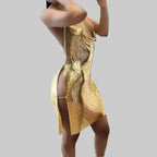 Metal Sequin Halter Mini Dress - Bodycon Party Dress