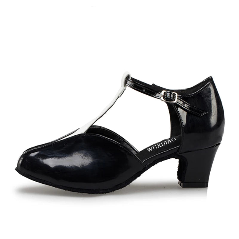Leather Latin Dance Heels | T-Strap Ballroom | 5–7cm