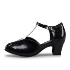 Leather Latin Dance Heels | T-Strap Ballroom | 5–7cm