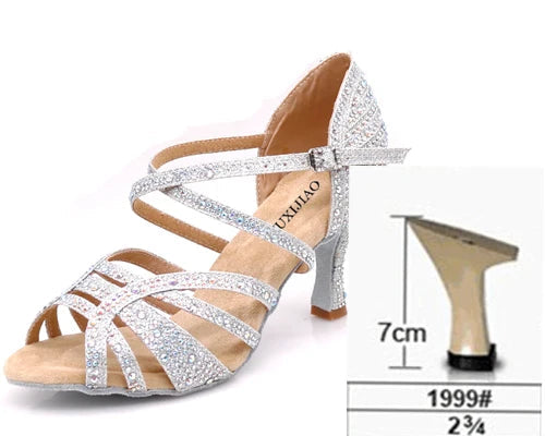 Latin Rhinestone Dance Heels | Ballroom Salsa | 6–10cm
