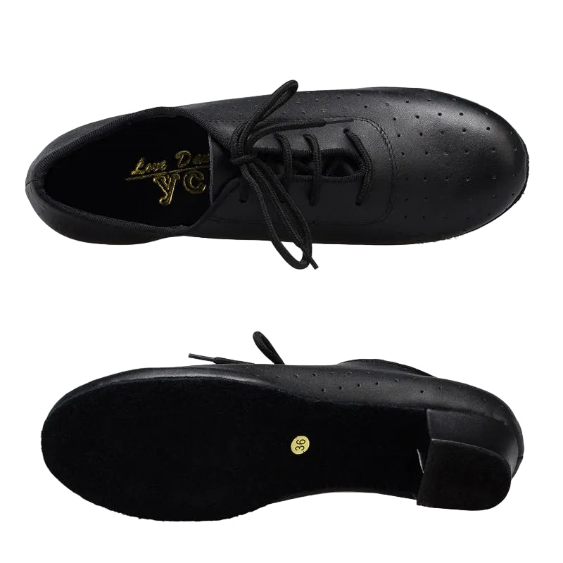Leather Latin Dance Shoes | Closed Toe | Lace-Up Heel