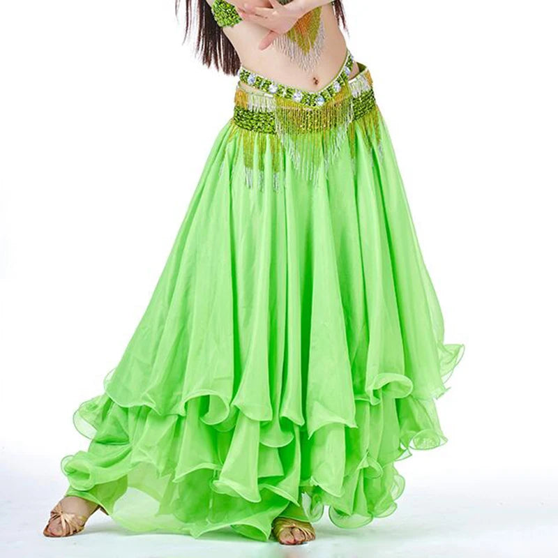 Belly Dance Chiffon Maxi Skirt | 3-Layer Ruffle | 14 Colors
