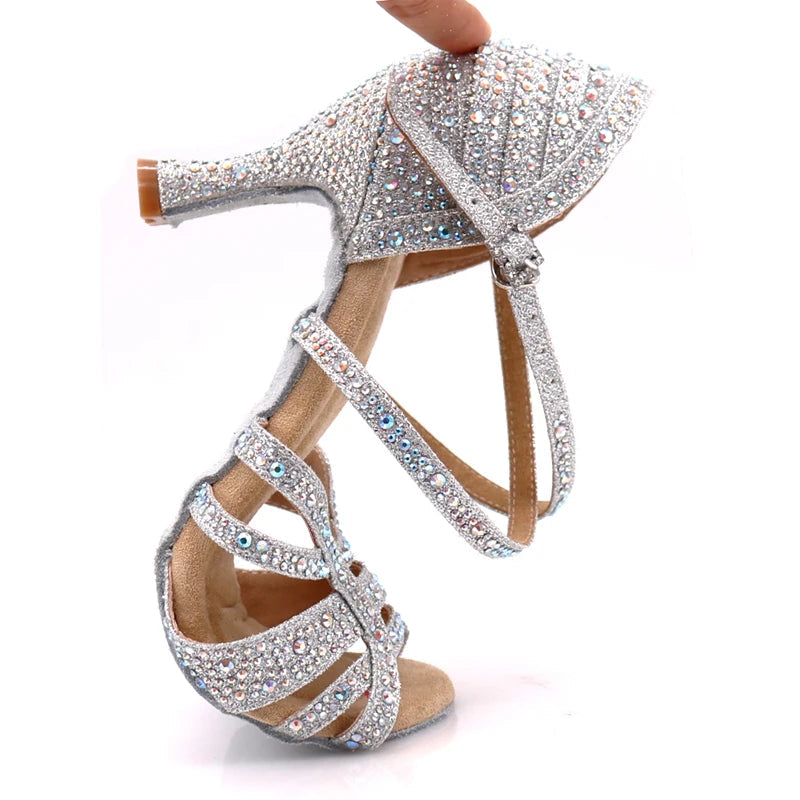 Latin Rhinestone Dance Heels | Ballroom Salsa | 6–10cm