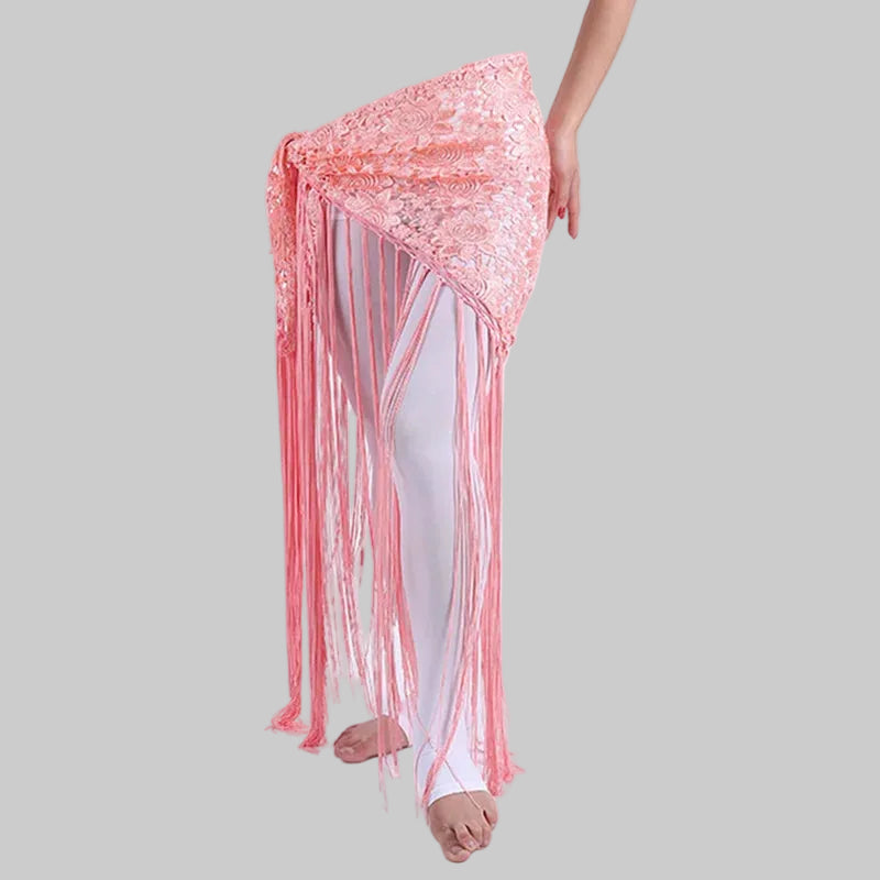 Lace Triangle Hip Scarf with Fringe - Belly Dance Belt