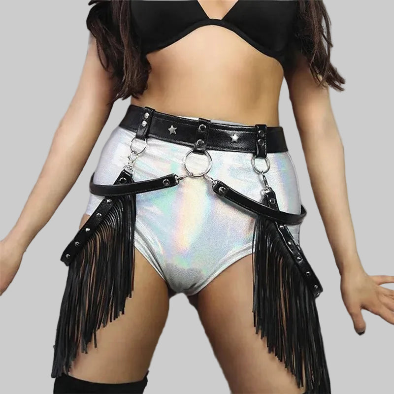 Leather Chain Harness Garter - Tassel Performance Body Harness
