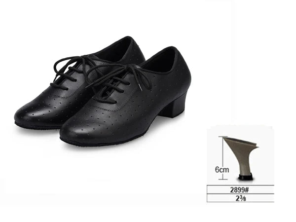 Leather Latin Dance Shoes | Closed Toe | Lace-Up Heel