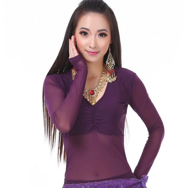 Mesh Dance Top | V-Neck | Long Sleeve