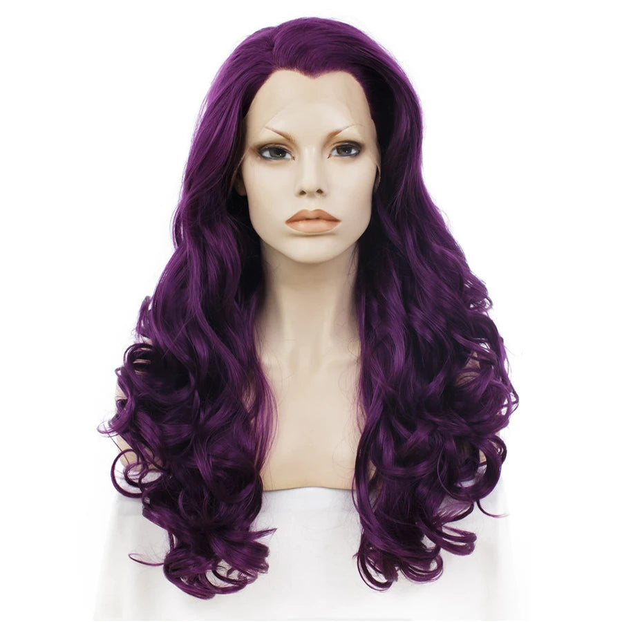 24" Purple Long Wavy Lace Front Wig – Stage & Drag