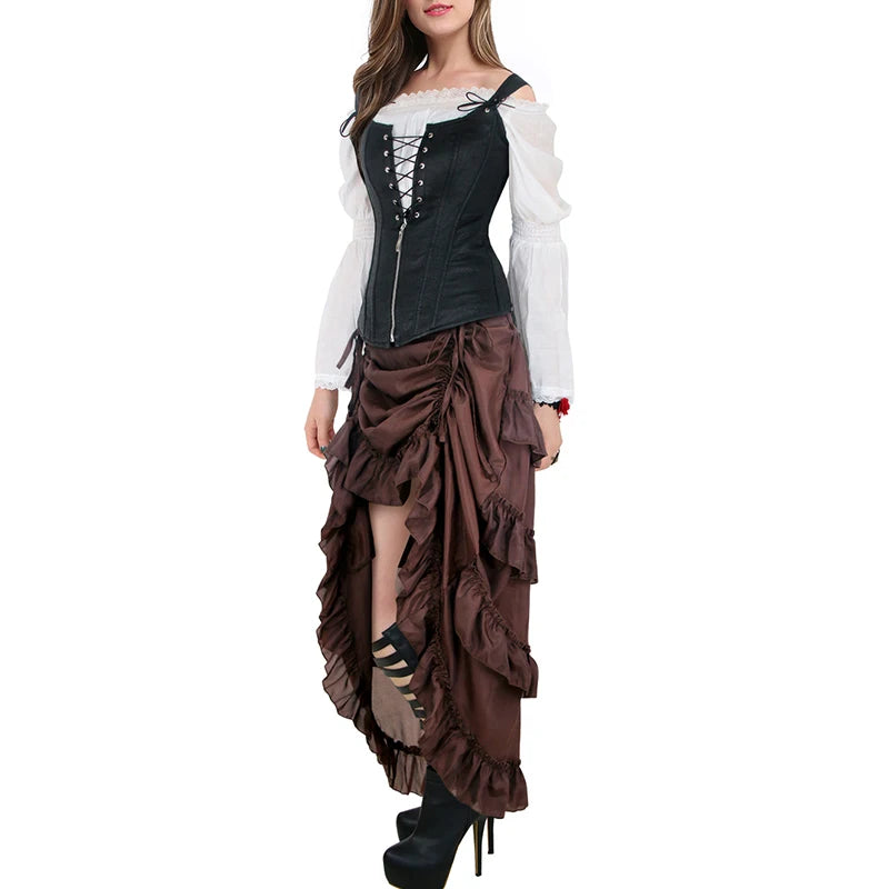 Victorian Gothic High-Low Ruffle Skirt | S–6XL | 3 Colors