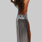 Metal Sequin Chain Strap Maxi Dress