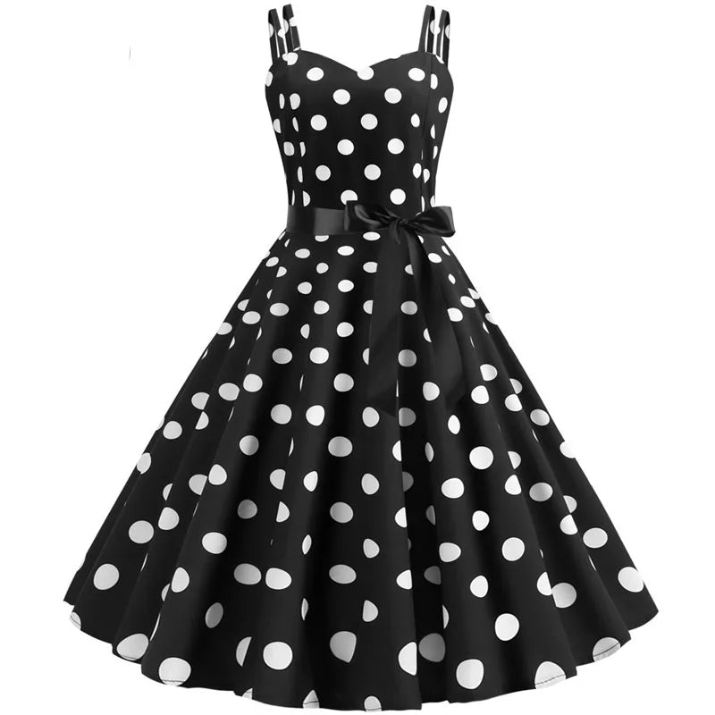 Polka Dot Swing Dress | 1950s Spaghetti Strap | 8 Colors