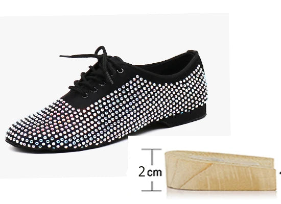 Men's Rhinestone Latin Dance Shoes | Satin | Low Heel