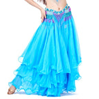 Belly Dance Chiffon Maxi Skirt | 3-Layer Ruffle | 14 Colors