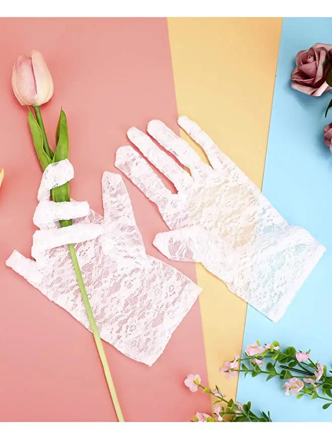 Sheer Lace Wrist Gloves | Floral | 2 Lengths | 10+ Colors