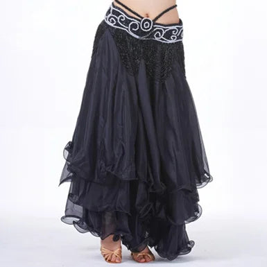 Belly Dance Chiffon Maxi Skirt | 3-Layer Ruffle | 14 Colors