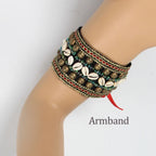 Tribal Belly Dance Arm & Wrist Set | Bronze Beads & Conch