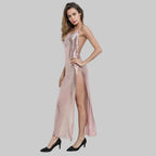 Metal Sequin Chain Strap Maxi Dress
