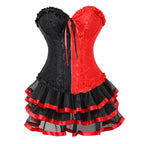 Red & Black Corset Dress Set | Overbust & Tutu Skirt | Burlesque | Plus Size