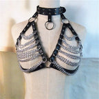 Leather Chain Harness Garter - Tassel Performance Body Harness