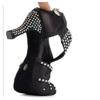 Rhinestone Latin Dance Sandal | Black Satin | 5–10cm Heel