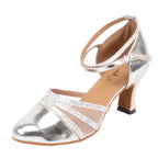 Closed-Toe Latin Dance Heels | Metallic Ballroom Shoes