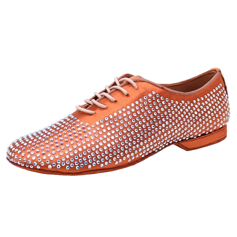 Men's Rhinestone Latin Dance Shoes | Satin | Low Heel