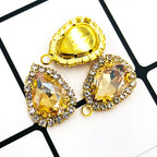 Champagne Teardrop Sew-On Rhinestones — Gold Base Glass Crystal (10pcs)
