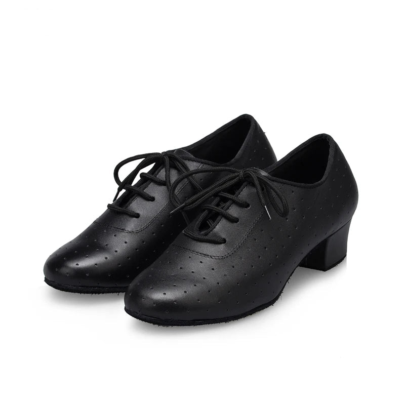 Leather Latin Dance Shoes | Closed Toe | Lace-Up Heel