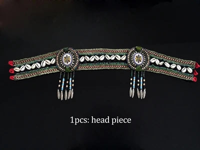 Tribal Belly Dance Arm & Wrist Set | Bronze Beads & Conch