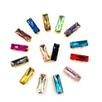 Black Rectangle Sew-On Rhinestones — Gold Base Glass Crystal