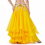 Belly Dance Chiffon Maxi Skirt | 3-Layer Ruffle | 14 Colors
