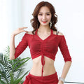 Sequin Mesh Crop Top | Off-Shoulder | Belly Dance