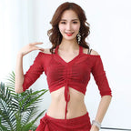 Sequin Mesh Crop Top | Off-Shoulder | Belly Dance