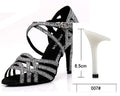 Rhinestone Latin Dance Sandals | Thin Heel | 6–10cm | Black, Silver & Gold