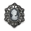 Vintage-Inspired Cameo Brooch | Crystal Rhinestone | Statement Pin