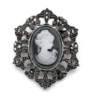 Vintage-Inspired Cameo Brooch | Crystal Rhinestone | Statement Pin